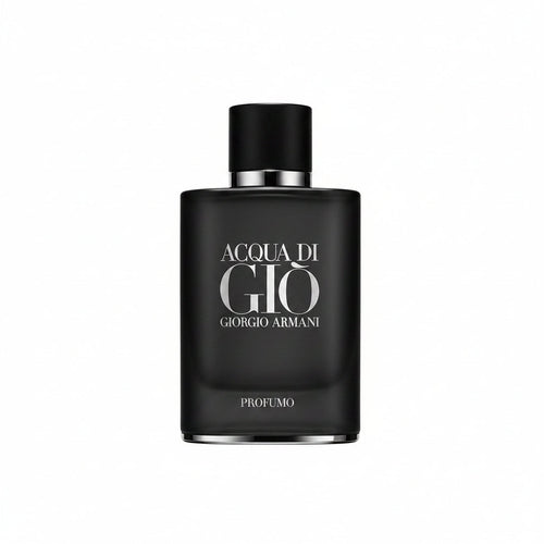 Black perfume bottle of Acqua di Giò by Giorgio Armani on a white background