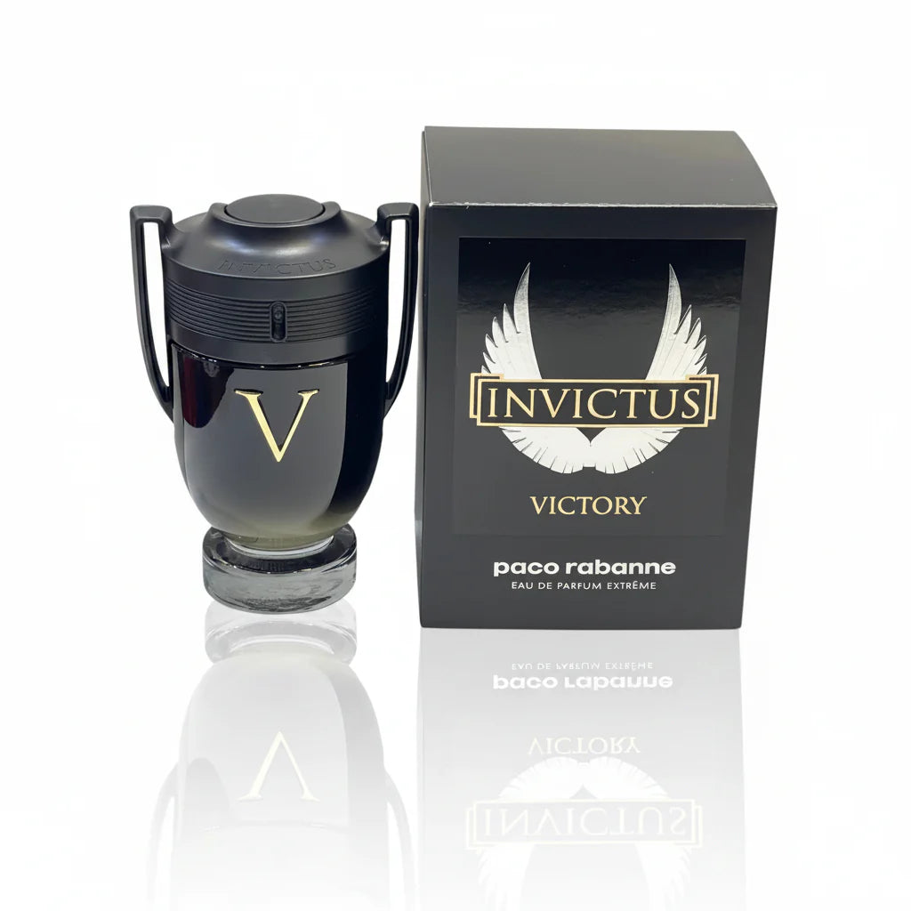 Paco Rabanne Invictus Victory perfume bottle and packaging on a white background